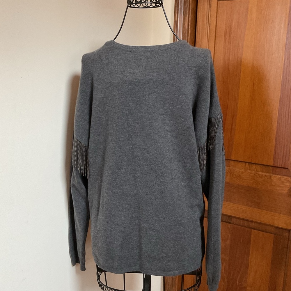 WHBM Beaded Fringe Crewneck Pullover, Medium - Picture 4 of 10